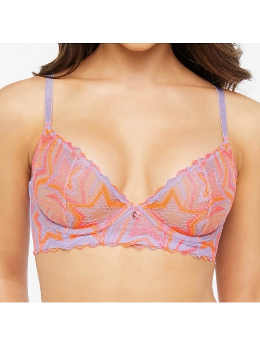 Savage X Fenty Shining Star Embroidered Lace Unlined Demi Bra